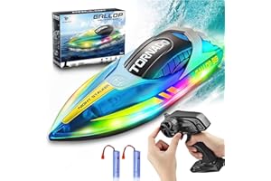 Qerfty RC Boat 25 km/h Fast Remote Control Boat for Adults 2.4Ghz,RC Speed Boats for Adults for Pools and Lakes with 2 Rechargeable Batteries (Blue)…