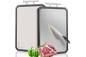 Double-Sided Cutting Board for Kitchen- 304 Stainless Steel Chopping Board for Vegetables and Fruits, 2 in 1 Kitchen Tool Scr