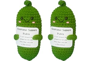 Gladyell 2PCS Cucumber Knitting Doll,Funny Reduce Pressure Toy, Emotional Support Crochet Pickle Ornament for Office Desk,Handmade Emotional Support Pickled Cucumber Pickle Gift (2PCS)