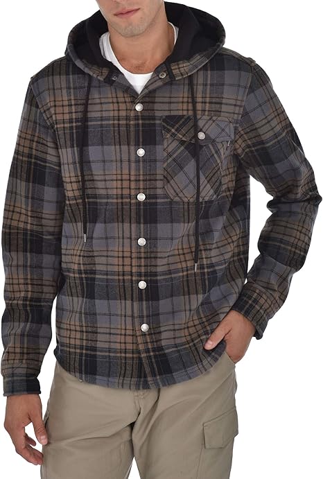 fleece lined hooded flannel shirt jacket