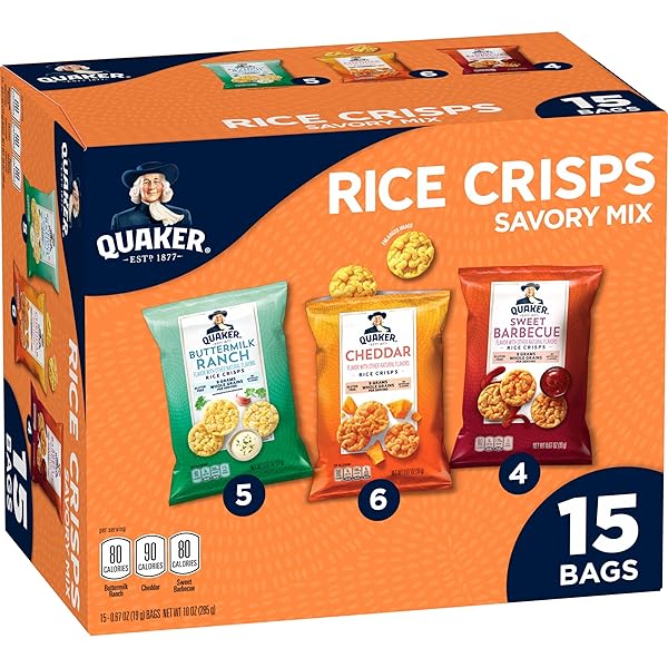 QUAKER RICE CRISPS, 4 FLAVOR SAVORY MIX, 15 COUNT