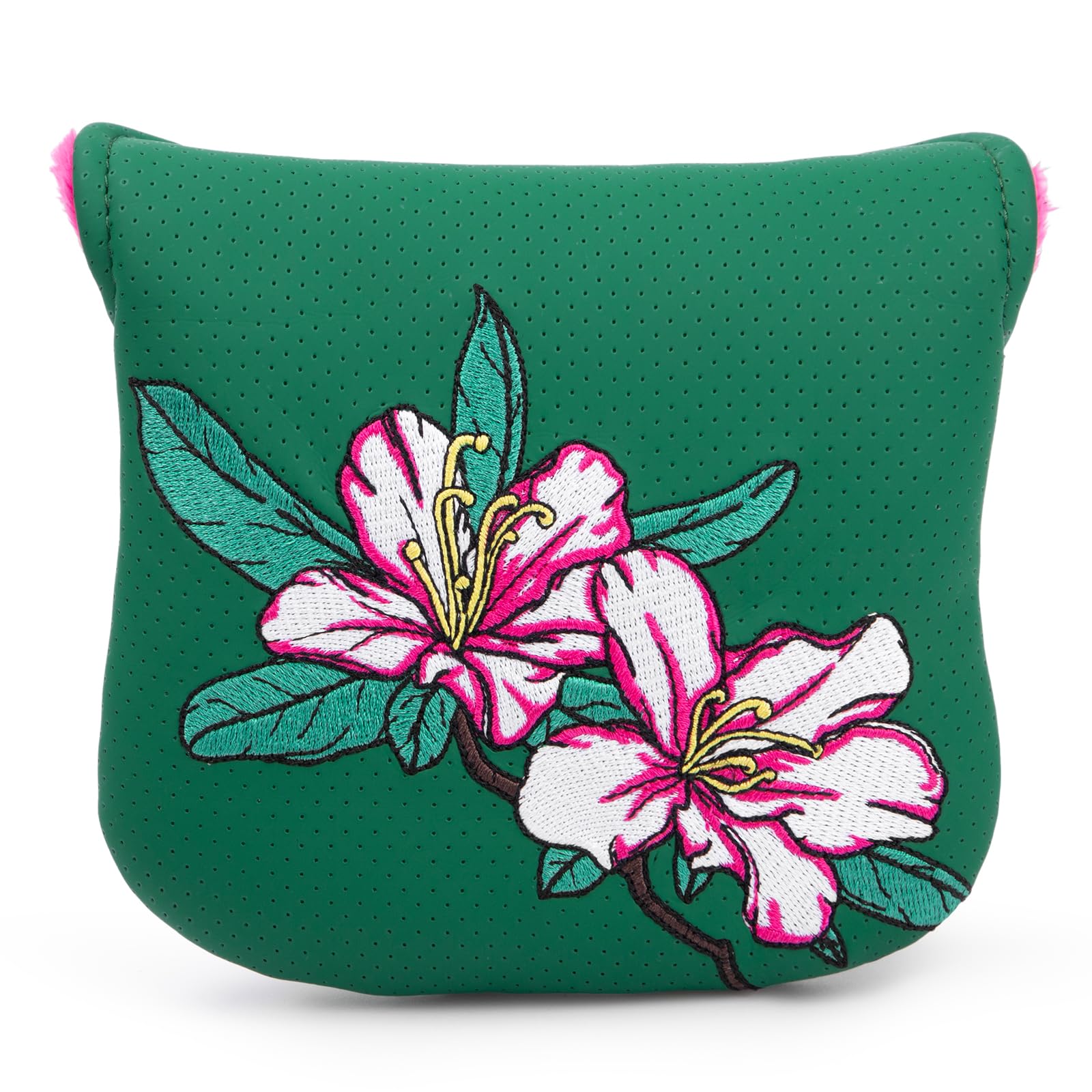 Photo 1 of Golf Putter Covers Azalea Embroidery Mallet Putter Headcover Blade Putter Cover Leather Golf Headcovers with Magnetic Closure for Most Brand (for Mallet)
