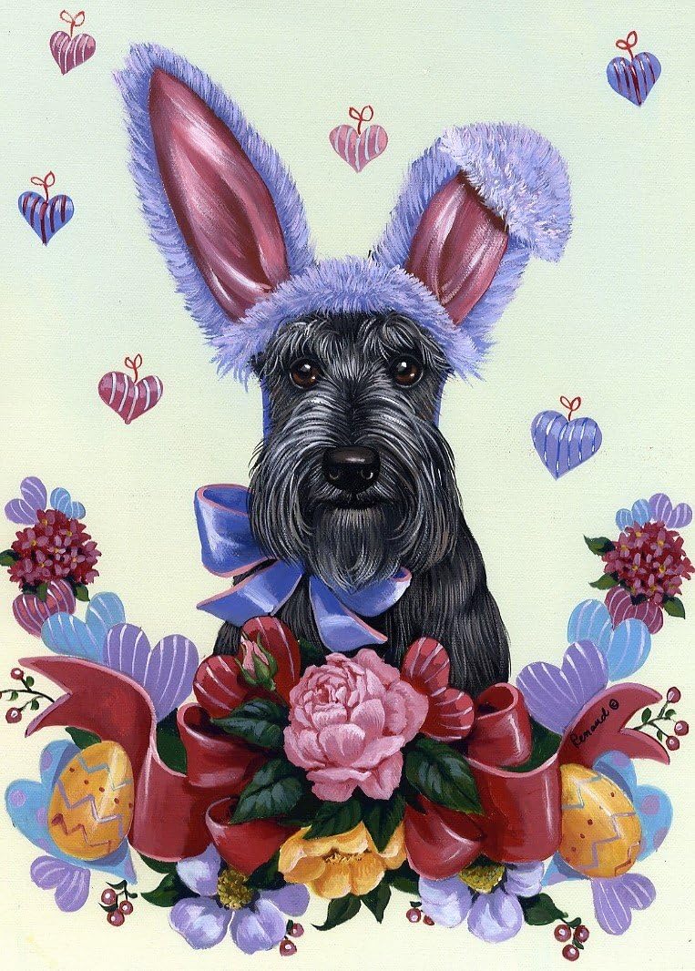 Suzanne Renaud Scottish Terrier Bunny Garden Flag