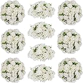 Inweder White Flowers Balls for Centerpieces: 10 PCS 15.7" Diam Flower Centerpieces for Tables in Wedding Reception Decorations Arrangement for Party Celebration Planners