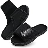 Panda Bros Adjustable House Slippers for Men Soft Open Toe Breathable Indoor Outdoor Slip on Slides Slippers with Memory Foam for Home Bedroom