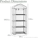 Christow Replacement Greenhouse Cover 4 Tier Mini Growhouse H158xW69xD49cm view 7