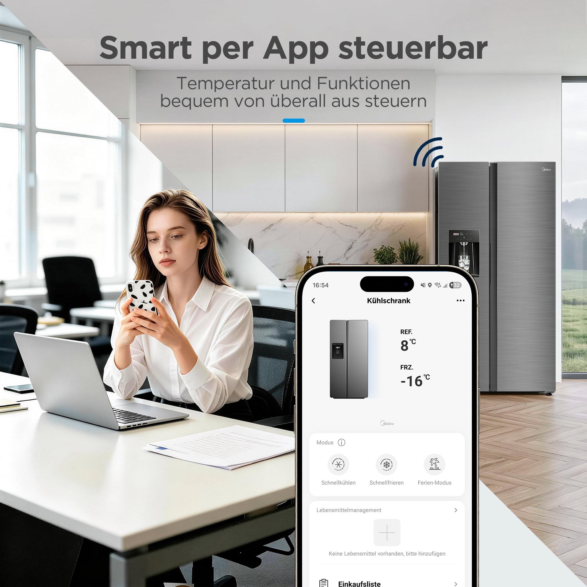 Midea Side-by-Side Kühlschrank 569 L, Eiswürfel- & Wasserspender, No Frost 8