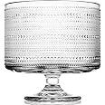 MDLUU Glass Trifle Bowl with Pedestal, 3.43qt Footed Dessert Stand, Vintage Centerpiece Bowl for Layered Cakes, Fruits, Salad (Raindrop Pattern)