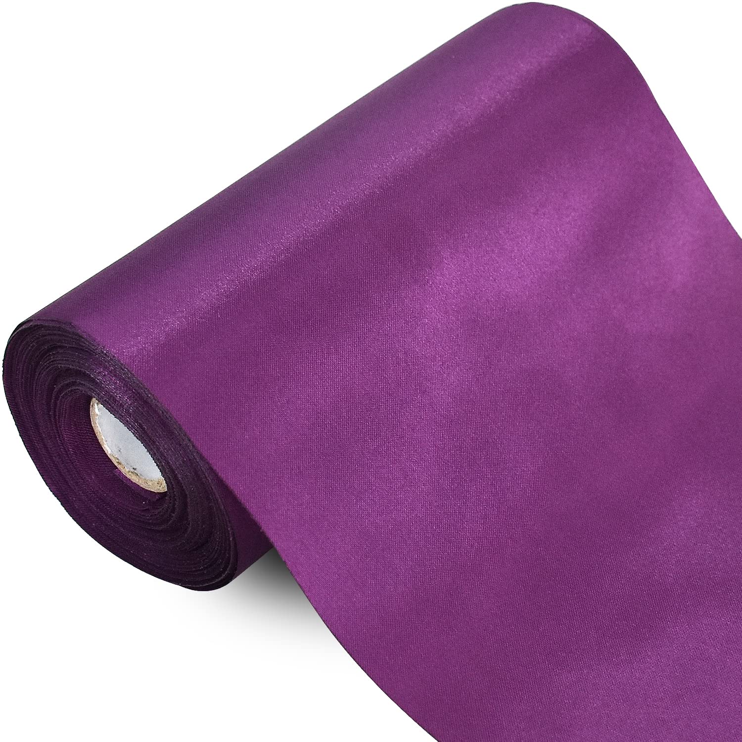 TONIFUL Wide satin ribbon-for Gift Wrapping Christmas Tree Halloween Thanksgiving Wedding Car Chair Pageant Sashes Grand Opening Festival Party Decor-Dark Purple Ribbon-6 Inch x 22yd — image 1