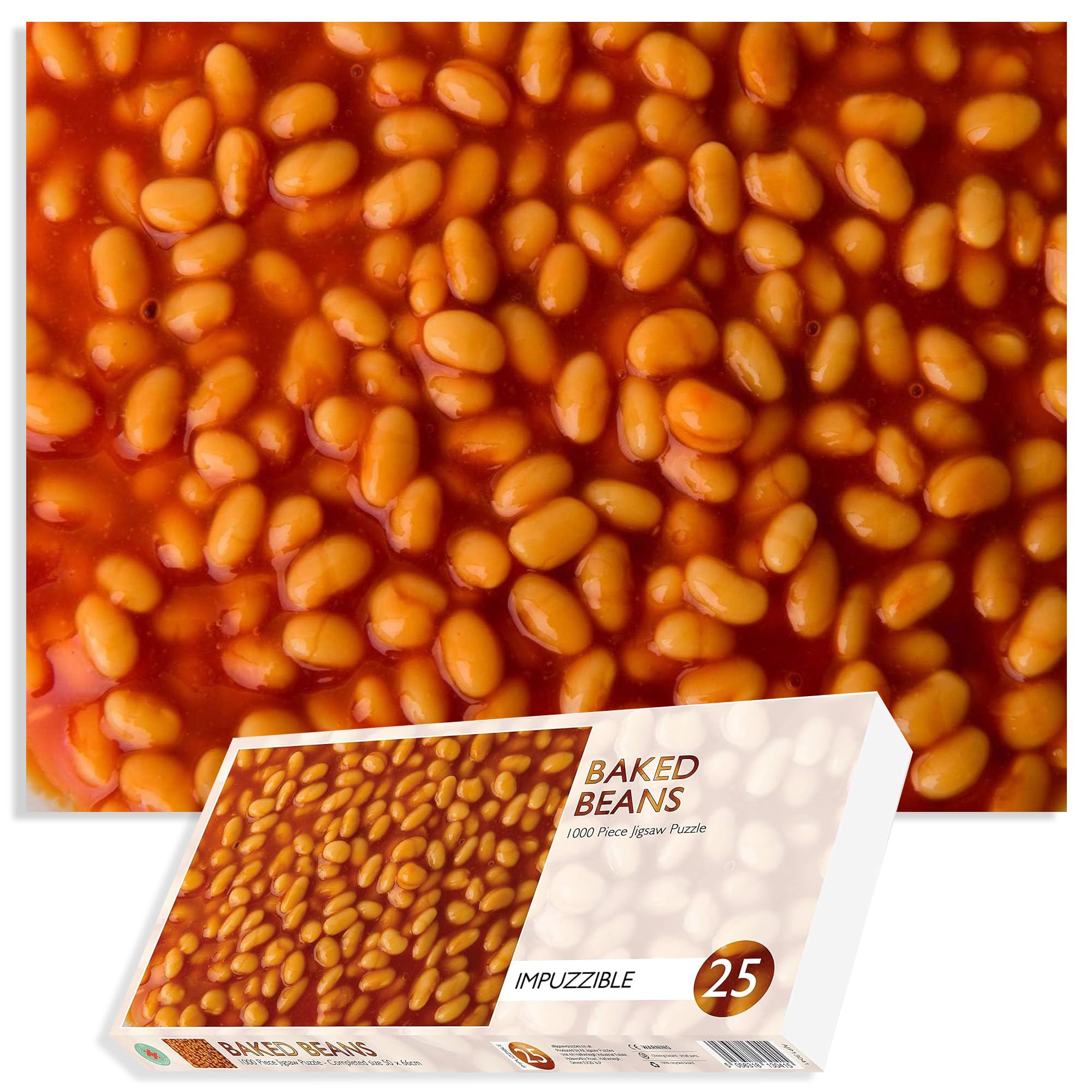 1000 Piece Baked Beans Jigsaw Puzzle - Impuzzible Age 12+ - 66cm X 50cm - Hardest Puzzle For Adults And Teens, Funny Gift, Challenging Jigsaw of Baked Beans