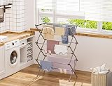 HOMIDEC 3-Tier Clothes Airer Grey, Durable Steel, Folding Design view 2