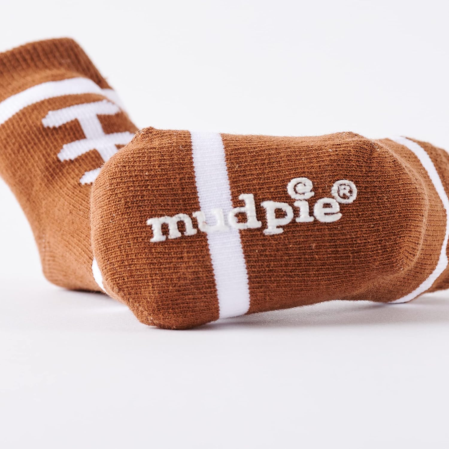 Mud Pie Newborn Baby-Boys Football Socks, Brown/White, 0-12 Months: Infant And Toddler Socks: Clothing