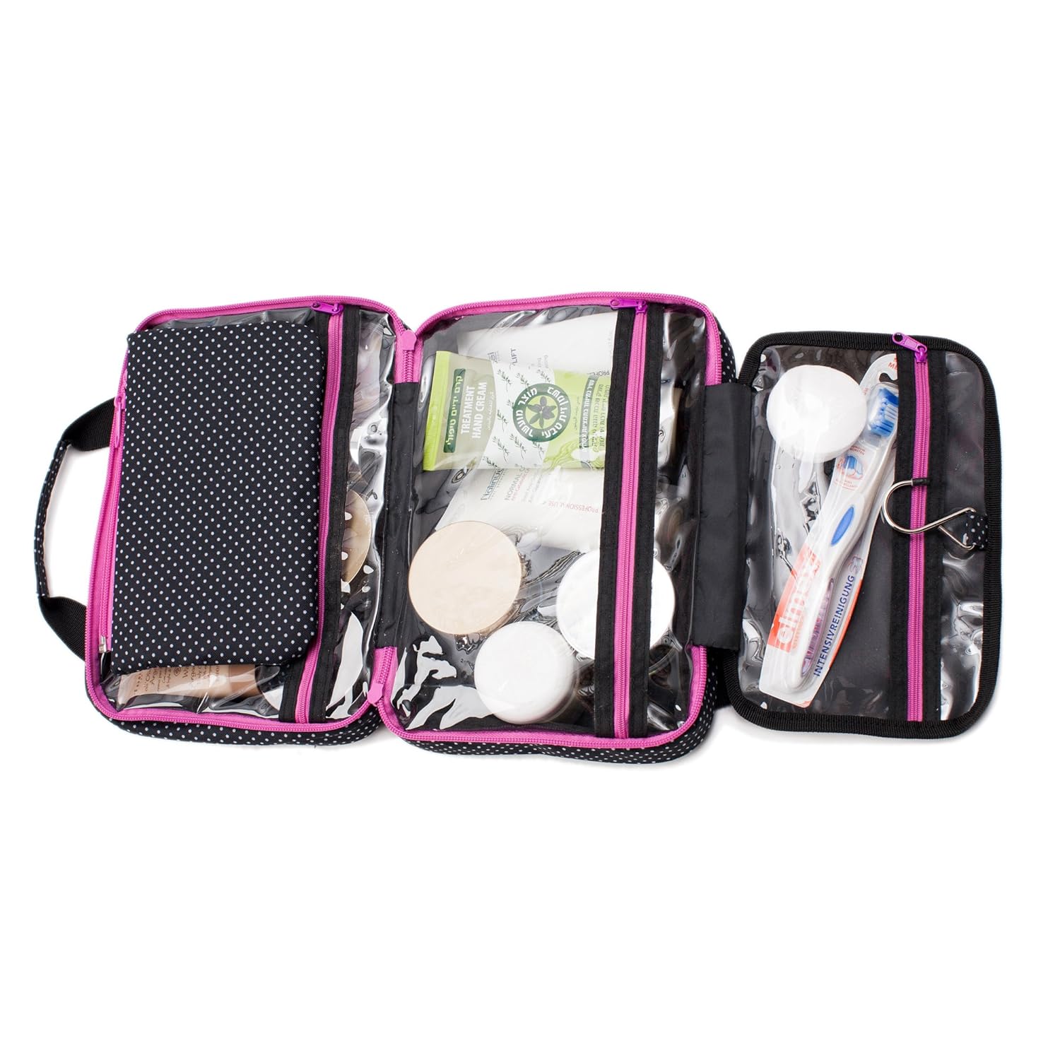 Large Versatile Travel Cosmetic Case Hanging Toiletry and Cosmetic Bag (Pink