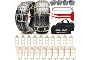 Datanly 12 Pack Adjustable Snow Tire Chains for Tire Width 215-285 mm SUV Truck Pickup, Quick Fit Easy Installation, Thickened Car Non Skid Car Chains