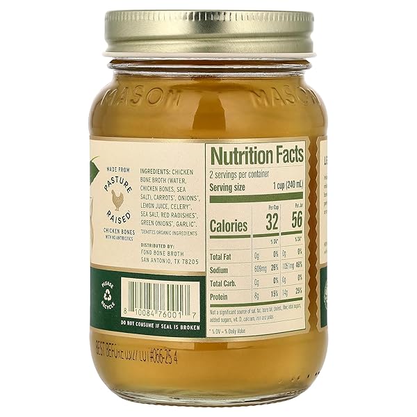 FOND BONE BROTH CHICKEN BONE BROTH, LEMON & GARLIC, 14 FL OZ (414 ML)