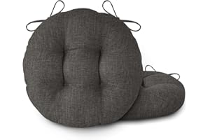 FlyGulls Round Chair Cushions with Ties 16" x 16" x 3" Thick Round Cushions Set of 2 for Indoor Furniture Comfy Circle Seat P