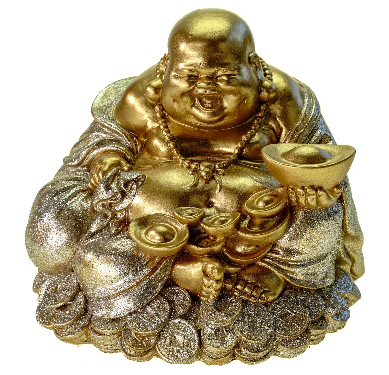 Kremers Schatzkiste Large Money Box Lucky Buddha 18 cm Decorative Piggy Bank Figurine Happy Buddha