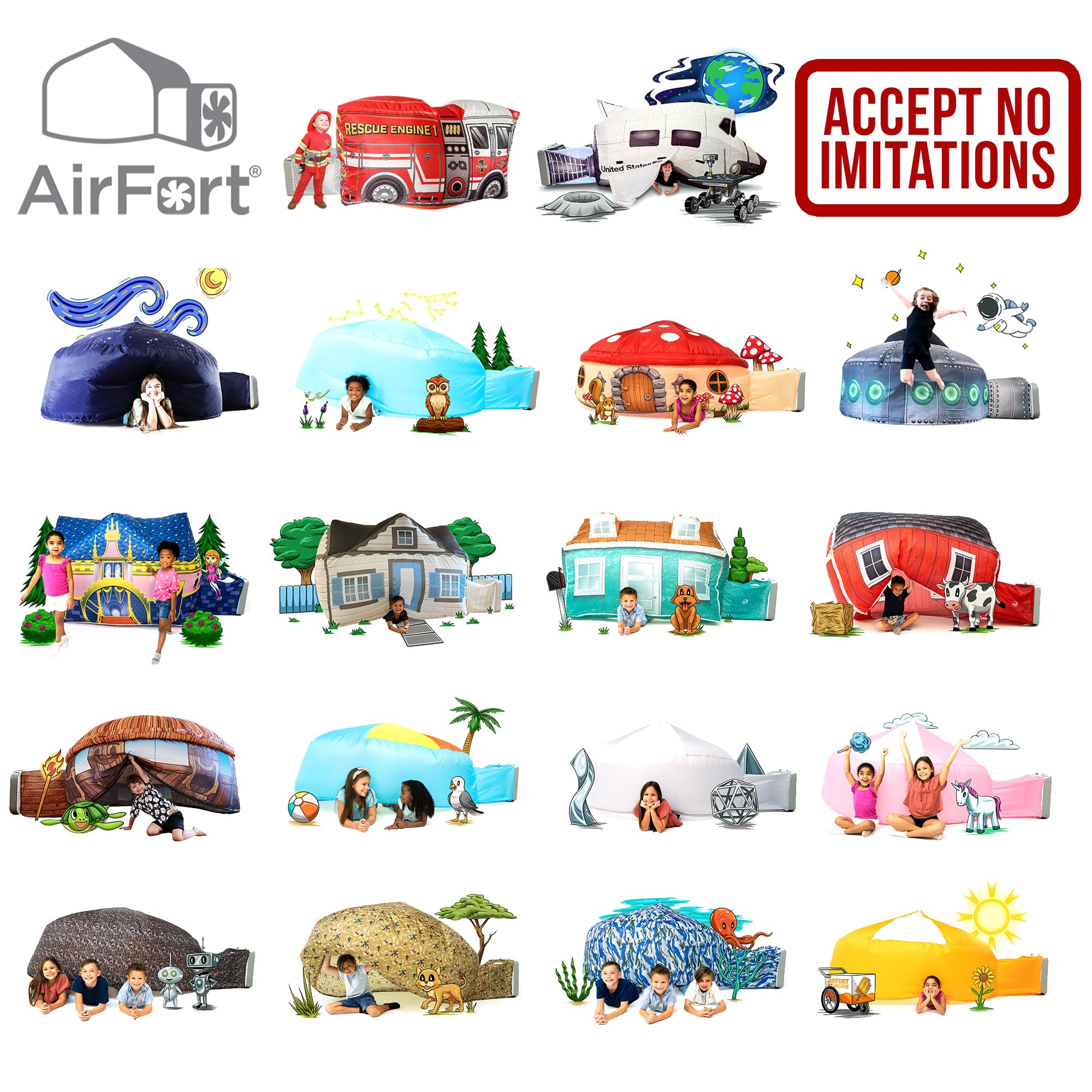 The Original Patented AirFort - Build A Fort in 30 Seconds, Inflatable Fort for Kids, Play Tent for 3-14 Years, A Playhouse Where Imagination Runs Wild, Fan not Included (Space Shuttle)