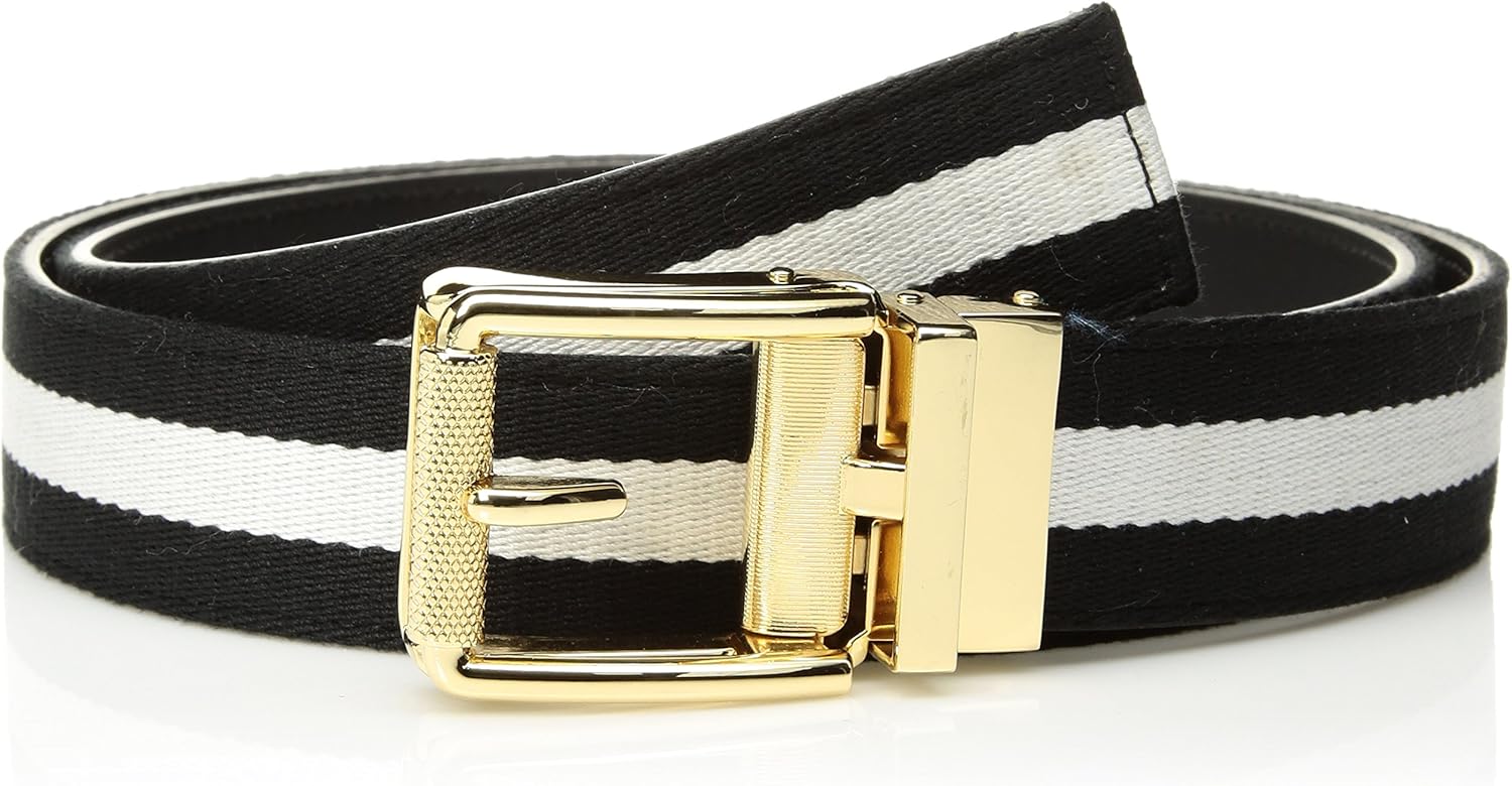 Comfort Click Men's Adjustable Perfect Fit Ratchet BeltAs Seen On TV, Black White Stripe