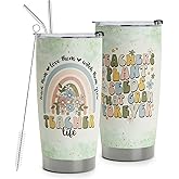 HOMISBES Teacher Appreciation Gifts - Best Teacher Gifts for Women - Thank You Gifts Back to School - Christmas Gifts for Teacher - Teacher Coffee Mug Stainless Steel Tumbler with Lid And Straws 20oz
