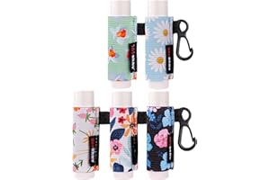 HEYSKAY 5PCS Lip Balm Holder Sleeves Keychain Compact Clip On Lipstick Holder Chapstick Holder Lip Gloss Holder Keychain Chapstick Elastic Sleeves