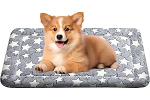 WITTOP Washable Dog Bed Plush Orthopedic Outdoor Crate Mat with Non-Slip Bottom,Luxe Soft Kennel Pad for Pets, Cozy Cage Cushion & Pet Sleeping Mattress Large Sized,Medium,Small Dogs,18 x 14 inch,Gray