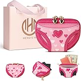 Hero's ID Pink Underwear-Shaped Wallet for Women — Cute Heart Mini Zipper Wallet, Faux Leather Coin Purse, Small Card Holder & Compact Purse for Cash, Unique Gift for Girls & Women