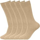 PUJANE Men's Dress Socks 5 Pairs Mens Cotton Calf Business Formal Socks Soft Breathable Athletic Long Crew Casual Socks