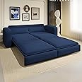 IHDKO 93" King Size Sofa Bed, Pull Out Sleeper Sofa Bed, Modern 3-in-1 Convertible Sleeper Couch, Comfy 3 Seat Pullout Teddy Couch for Living Room, Bedroom, Apartment (Blue)