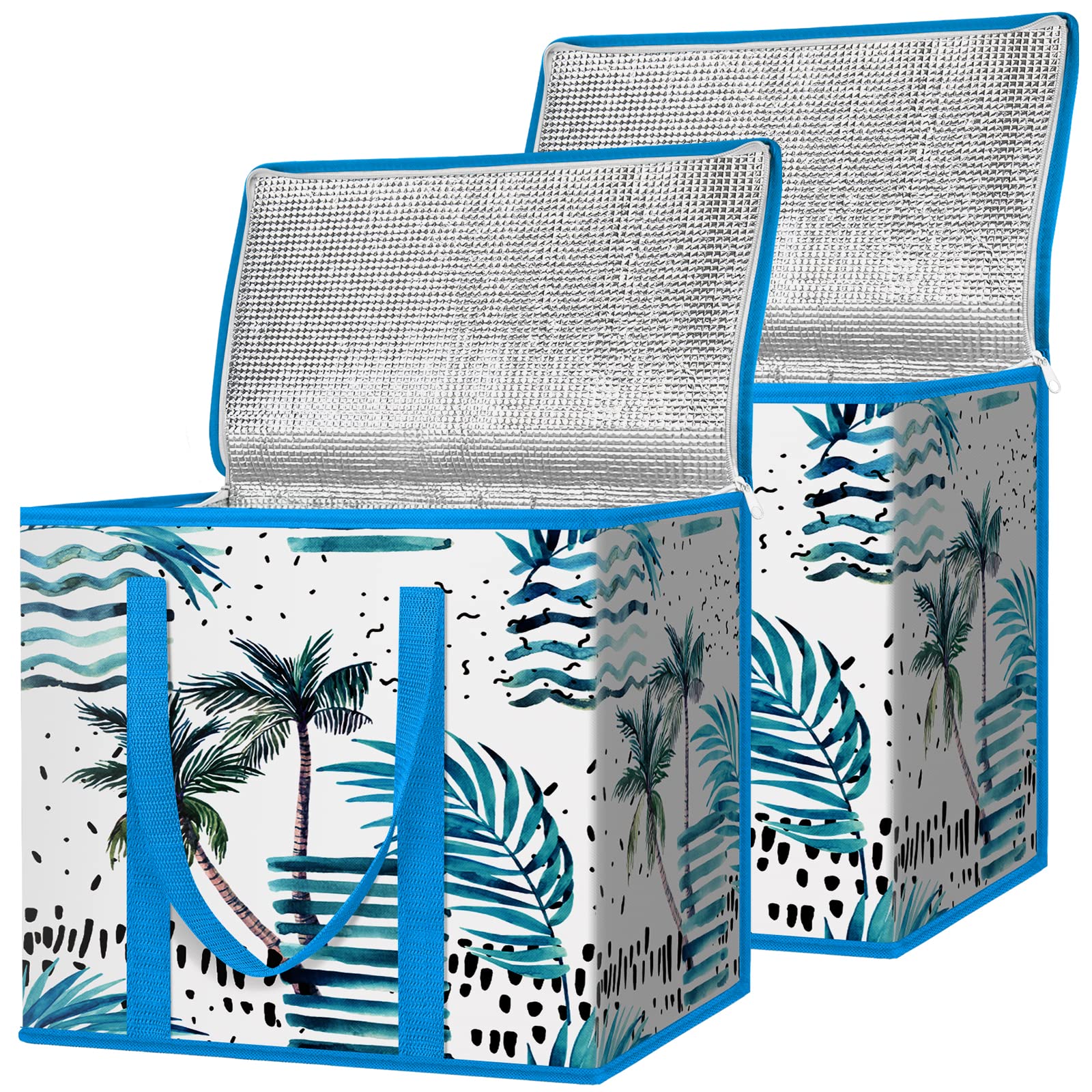 Photo 1 of *** 1 PCK *** BALEINE 2Pk Insulated Reusable Grocery Bags, Collapsible Cooler Bag for Groceries, Heavy Duty Large Insulated Bag (16''x9''x13'', Island Breeze)