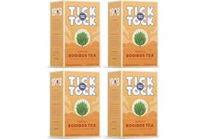TUKIMA TICK TOCK TEAS, Teabags Naturally Caffeine Free Red Bush Herbal Rich in AntiOxidants South African Superfood, Vanilla Rooibos Tea, 40 Count (Pack of 4) Packaging May Vary