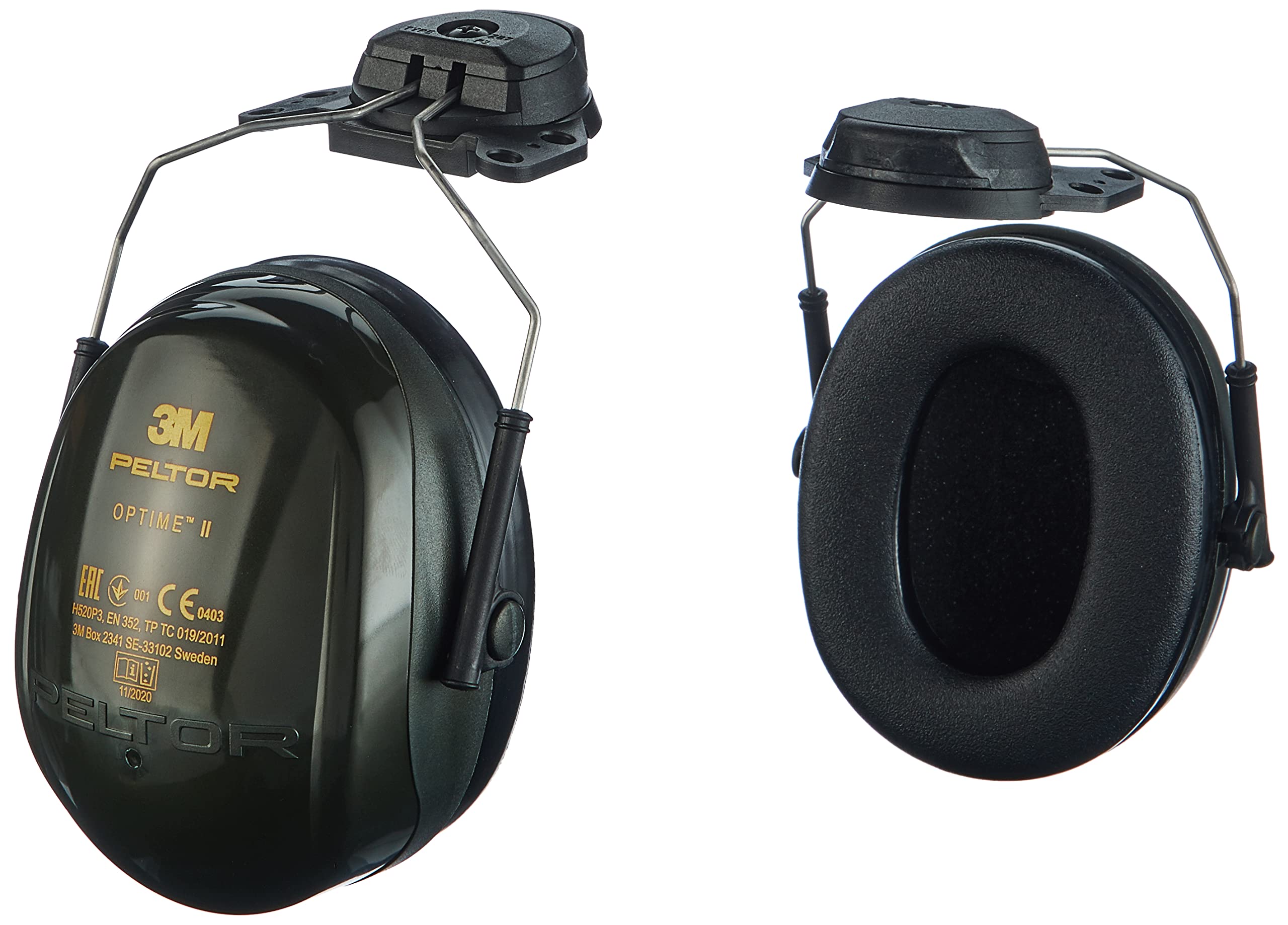 3M Peltor Optime II Ear Muffs, 30 dB, Helmet Mounted, H520P3A-410-GQ - Green