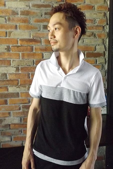 Amazon Mficalvin オリジナル ブランド メンズ レディース ファッション ポロ T シャツ カジュアル 系 Simple ストライプ タイト デザイン ペアルック でも 着こなし できる 収縮性 抜群 素材 採用 M Size アウトドア シャツ 通販