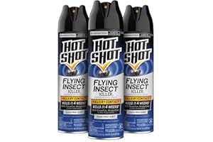 Hot Shot Flying Insect Killer, 15 Ounces, Aerosol Formula Kills Houseflies, Mosquitoes and Other Listed Flying Insects by Contact Indoors and Outdoors with Clean Fresh Scent, 3 Pack