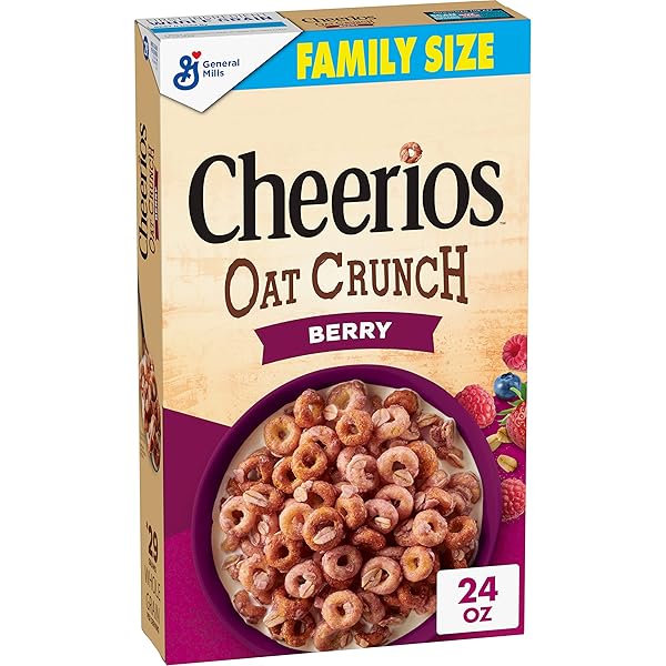 CHEERIOS OAT CRUNCH BERRY OAT BREAKFAST CEREAL, FAMILY SIZE, 24 OZ