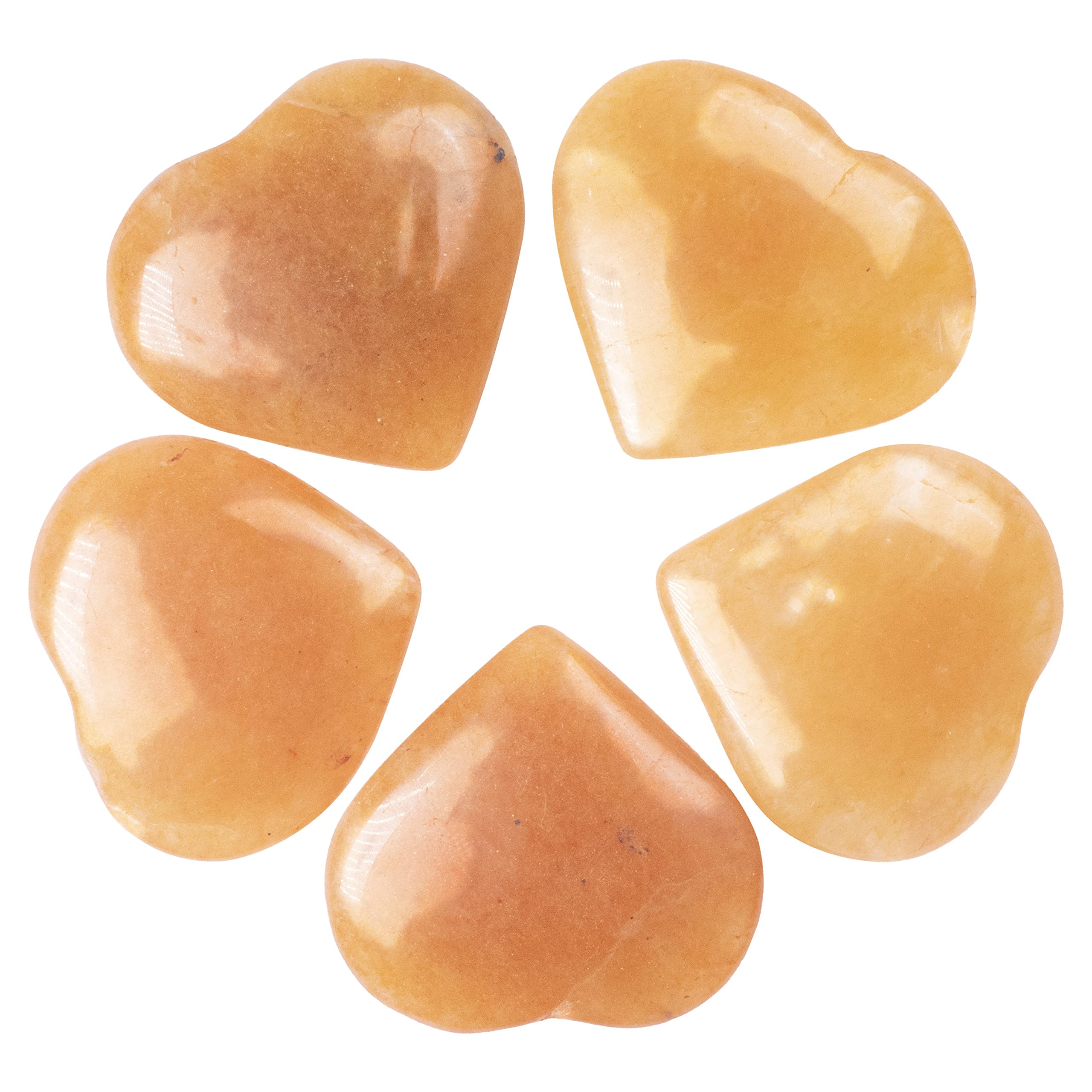 Crocon® 5 Pcs Red aventurine Heart stone 25mm Mini Heart Shape gemstone Puff Stones Set 400+ Carats Pocket Crystal Healing Tumble Collection Palm Worry Stone Good Luck Meditation Gift Home Decor