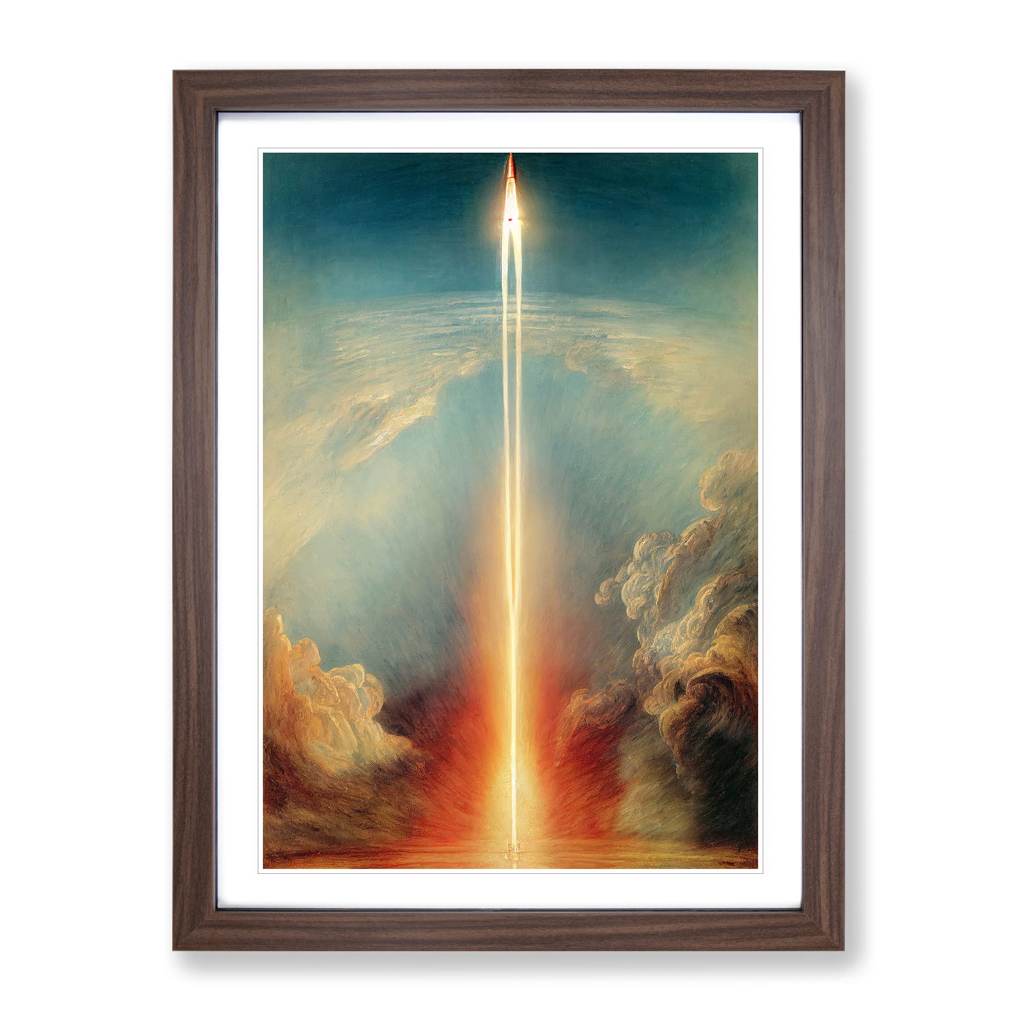 An Awesome Spaceship Rocket Framed Print | A4 Walnut Framed Wall Art | Ready to Hang | Modern Nature Picture | Living Room Bedroom Lounge Office