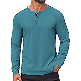 COOFANDY Mens Waffle Henley Shirts Long Sleeve Casual T-Shirt Basic Lightweight Pullover Tees