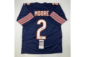 HOFSM.COM HALL OF FAME SPORTS MEMORABILIA Autographed/Signed D.J. DJ Moore Chicago Blue Football Jersey Beckett BAS COA