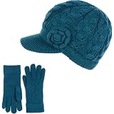 Soft Winter Fleece Lined Knit Hat and Glove Set