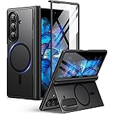 BERFY for Samsung Galaxy Z Fold 7 Case with 9H Tempered Glass Screen Protector, [Compatible with MagSafe] Built-in Hidden Kickstand, Full-Body Slim Shockproof Phone Case for Z Fold 7, Black