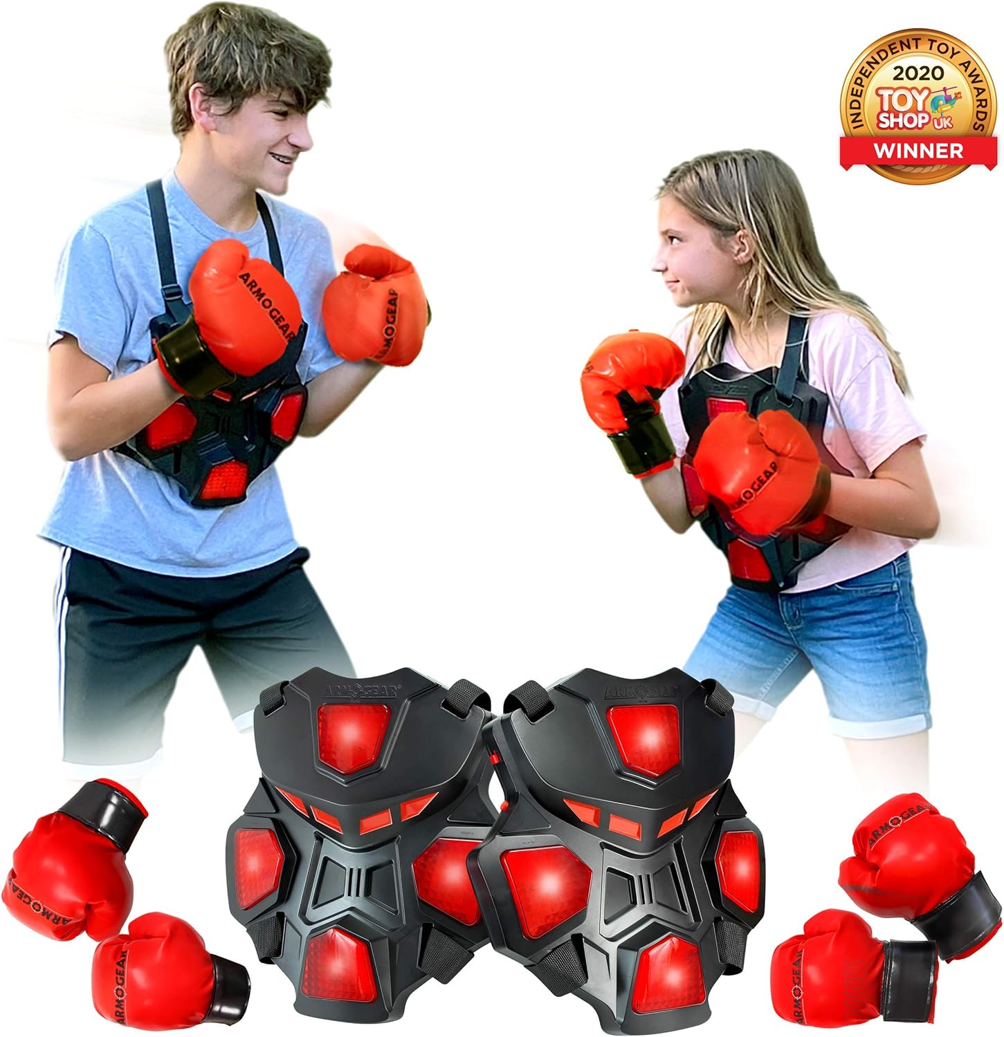 ArmoGear Electronic Boxing Toy for Kids | Interactive Boxing Game with 3 Play Modes, Includes 2 Pairs Boxing Gloves | Cool Toy for Teen Boys | Sports Toy for Kids Boys & Girls, Ages 8 Years +: Toys & Games