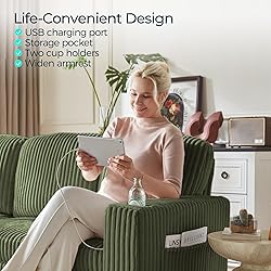 LINSY HOME Loveseat Sofa with Storage - Comfy Plush