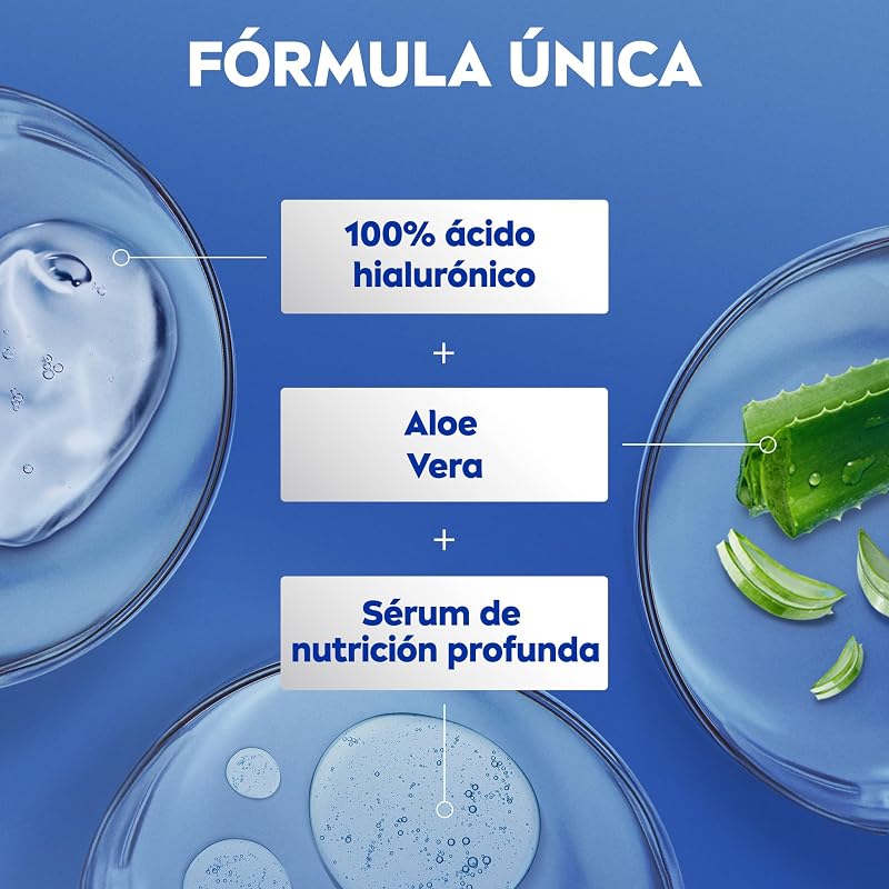 Loción Corporal Aloe Vera (1 x 625 ml), body loción refrescante para 72 h de hidratación profunda, loción hidratante con aloe vera, ácido hialurónico y sérum nutritivo