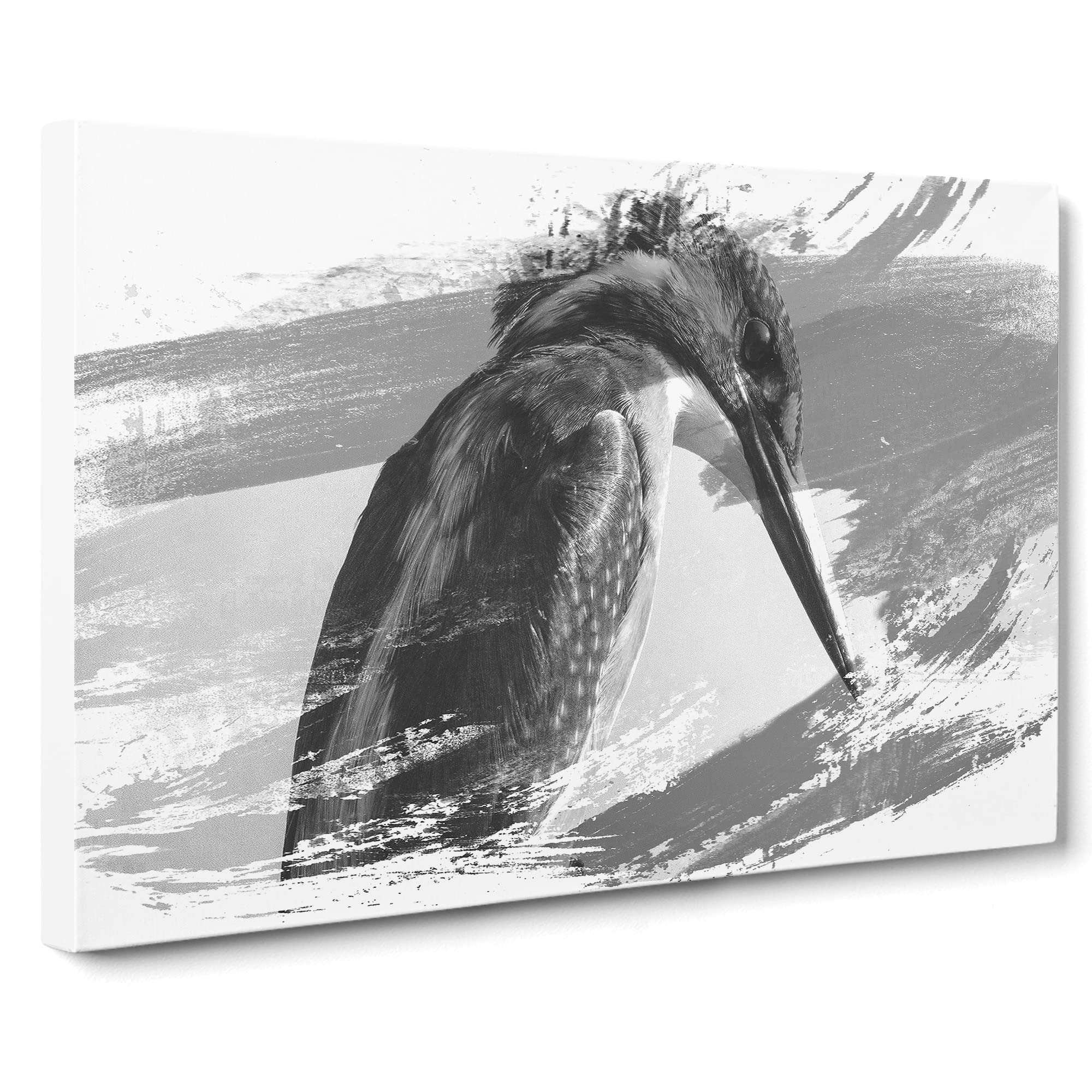 Kingfisher Bird 2 V1 Canvas Print | Gallery Wrapped 30mm Frame Wall Art | 20x14 inches | Ready to Hang | Modern Animals Picture | Living Room Bedroom Lounge Office