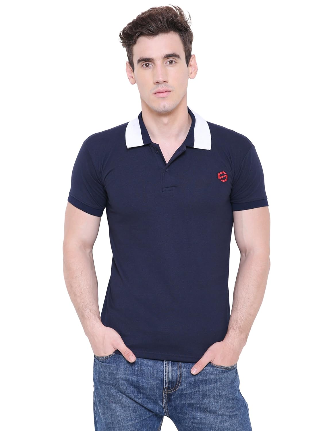 scatchite navy blue stylish matte polo tshirt