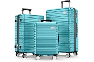 BEOW Luggage Sets 3 Piece, Expandable Luggage Sets with Spinner Wheels, TSA Lock Suitcases with Carry on Luggage (Teal Blue, 20”24”28”)