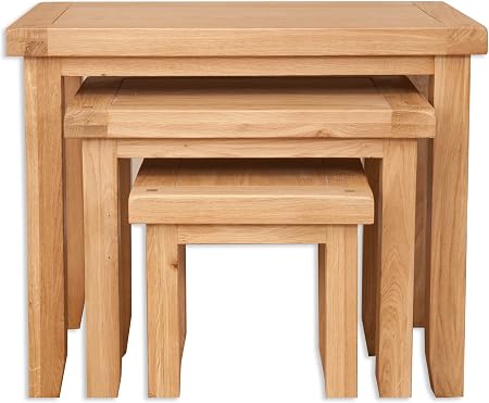 Melbourne Natural Oak Nest Of Tables Solid Natural Oak Set Of Three Nesting Tables Natural Oak Living Room Furniture Amazon Co Uk Kitchen Home