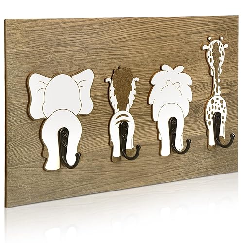 Yookeer Safari Animal Wall Hooks Kids Coat Hooks Wooden Safari Jungle Baby  Nursery Wall Decor Decorative Elephant Lion Giraffe Zebra Hanger for