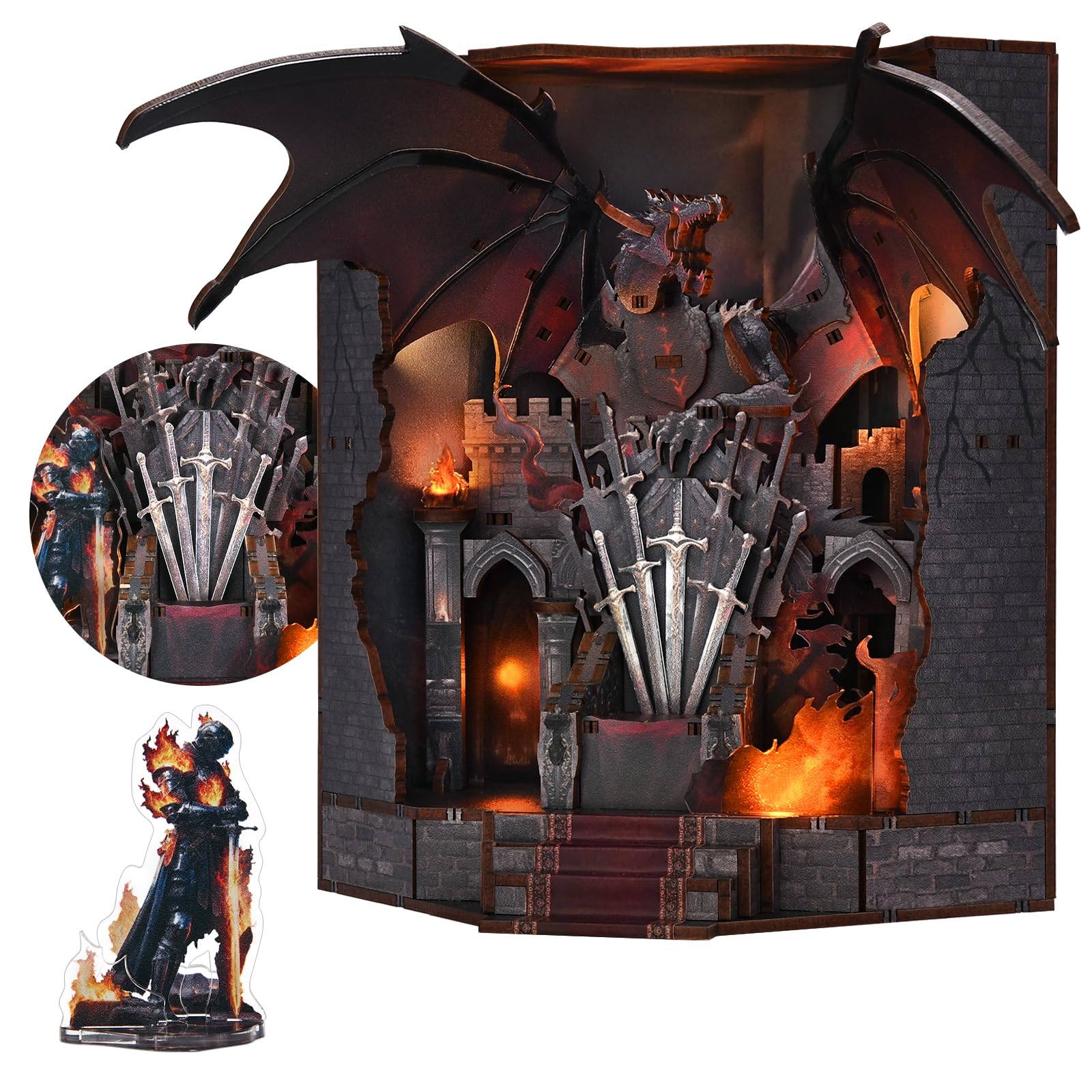 MiniCity Book Nook Kits for Adults, DIY Miniature House Kit for Bookshelf - Craft Kits for Adults Booknook Model Kits Tiny House with Led Light (Throne of Blade) β image 1